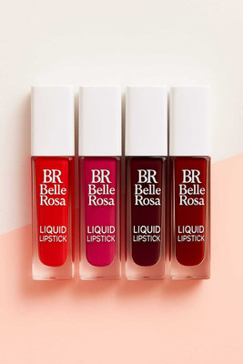 BR Belle Rosa Multi-Shade Red Mini Lipstick – 4 in 1 Liquid Matte Collection(Classic Red, Fuchsia, Dark Wine, Dark Red with Cherry tone, 6 ml)
