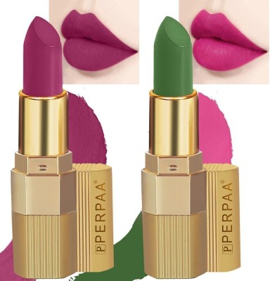 Perpaa Xpression Weightless Matte Waterproof Lipstick Enriched with Vitamin E One Stroke Application -Combo of 2 (5-8 Hrs Stay)(Matte Magenta , Natural Pink, 3.5 g)