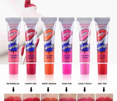 DIVYA UNIQUES Lip Gloss Color Waterproof Long Lasting Pack of 6(Red, Lovely Peach, Cherry Red, Watermelon, Sweet Orange, Rose pink, 12 ml)