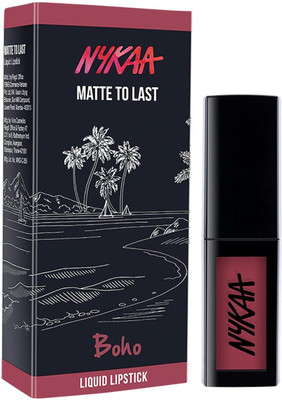 NYKAA Matte to Last Liquid Lipstick Matte Finish Boho(light mehroon, 5 ml)