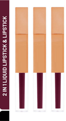 Luipui CREAMY SUPERSTAY LONG LASTING, FULL COVERAGE 2 IN 1 LIPSTICK PACK OF 3(ROSE - 306, 18 ml)