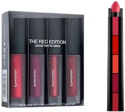 Liptick Insta Beauty 5 in 1 Creamy Lipsticks Liquid Matte Mini Lipsticks 4 Piece(MULTI, 24 g)
