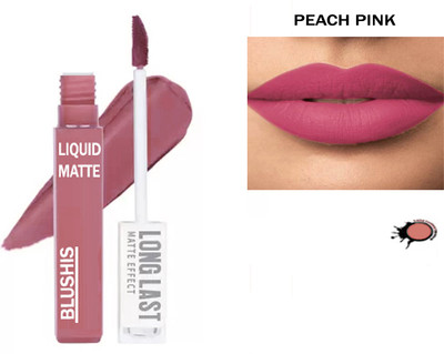 BLUSHIS Non Transfer Smudge Proof Longlasting Sensational Liquid Matte Lipstick set of 1(PEACH PINK, 6 ml)