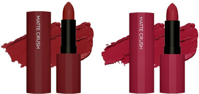 Luipui Matte Crush Matte Lipstick Long Lasting Matte finish Pack of 2(Multicolor, 5 g)