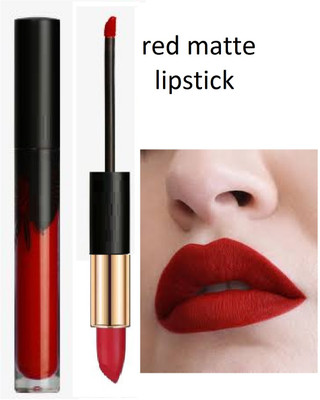 Luipui latest red matte lipstick 2 in 1 crayon + liquid pack of 1(red, 6 g)