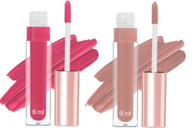 Latixmat WATERPROOF & LONG LASTING PINK & BROWN LIQUID LIPSTICK(PINK, LIGHT BROWN, 12 ml)