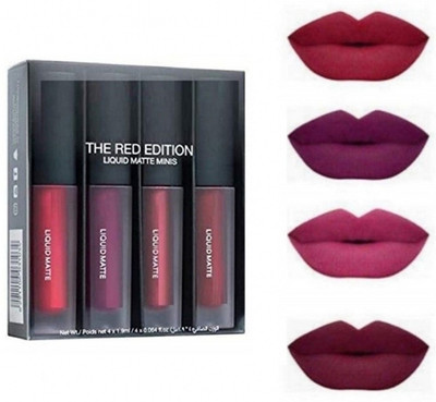 kHUDAt OPE BEAUTY Lipstick Combo Pack of 4Pcs Mini Liquid Lipsticks(RED, 4 ml)