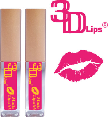3D-LIPS Matte Me Non Transferable Liquid Lipstick Pack of 2(Pink, 5 ml)