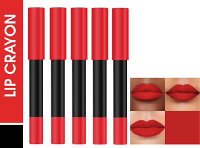 Luipui AWESOME QUICK DRY FORMULA & SMOOTH FINISH LIP CRAYON FOR MATTE LOOK PACK OF 5(PINK UP - 13, 20 g)