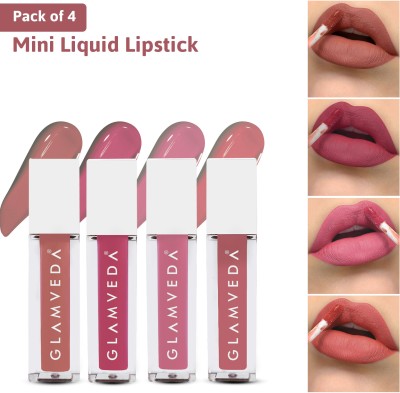 GLAMVEDA Always On Matt Mini Liquid Lipstick Barbie 001 Combo,12 Hours Stay,Waterproof(Serial kisser- 012, Lovesick- 014, Sugar mama- 015, First crush -011, 4.8 ml)