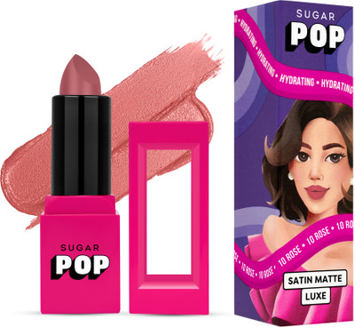 SUGAR POP Satin Matte Luxe Lipstick 10 Rose - Long-wearing | Full Coverage(Soft Pink, 3 g)