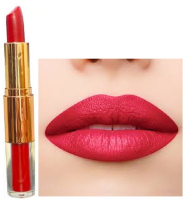 Luipui red matte lipstick 2 in 1 waterproof and smudge proof pack of 1(red, 6 g)