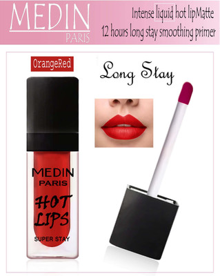 MEDIN Hot LIp... Forever Matte liquid Lipstick Cosmetics Makeup combo set of 1(orange red, 10 ml)