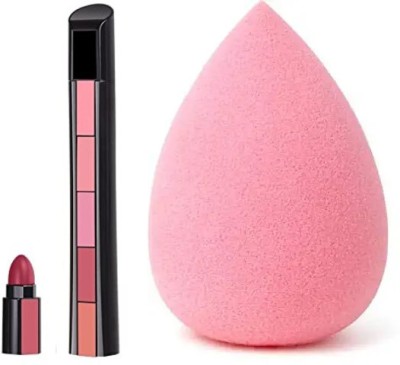 GlamtiqueVps Matte Finish 5in1 Lipstick with soft blender puff(Trending Shades, 20 g)