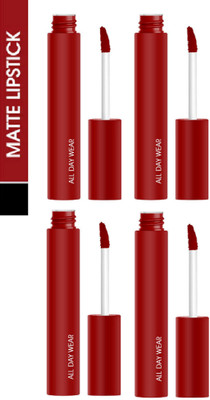 Luipui NEW MATTE CRUSH FADE & NON TRANSFER PROOF LIPSTICK FOR ALL DAY WEAR PACK OF 4(RED BOOTS, 48 ml)