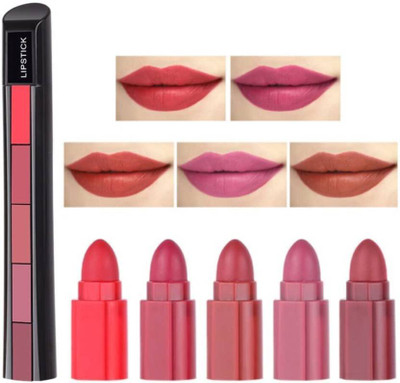 bluset 5 in 1 Lipsticks Matte Finish Combo Pack for Women Red Edition(MULTICOLOR, 7.5 g)