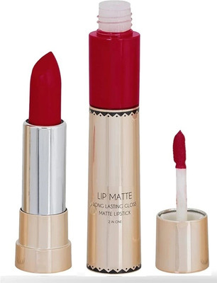 AFARAXIA Best RED 2 IN 1 Long Lasting Matte & Gloss Lipstick Waterproof(hot red, 8 ml)