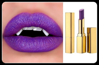 BLUEMERMAID HIGHLY PIGMENTED METALLIC SHINE FULL COVERAGE LIP MAKEUP LIPSTICK_LS275(PURPLE, 3.6 g)