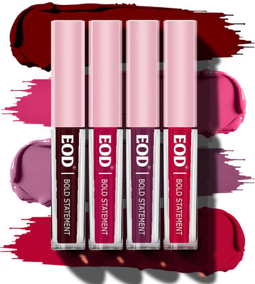 EOD Matte Liquid Lipstick Combo For Women Matte Formula For Smooth Even Coverage(Magenta, Wine, Pink, Passion Pink, 16 ml)