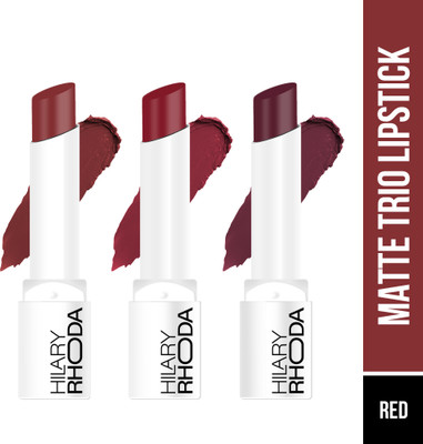 Hilary Rhoda Matte Trio Lipstick | Matte Finish & Long Lasting Lipstick | Pack of 3 Lipsticks(Red-volution Trio | Shade 01, 3 g)