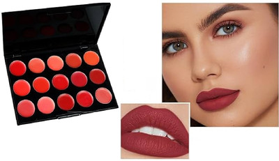 USBK NEW 15 SHADE LIP CREAM PALETTE FOR WOMEN MATTE FINISH(MULTI-COLOR, 30 g)