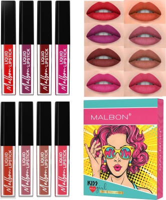 malbon Kiss Me Girl Matte Liquid Lipstick 8 Pcs Combo(multicolor, 32 ml)