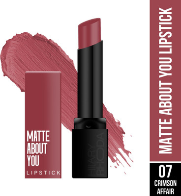 Hilary Rhoda Matte About You Lipstick | Long Lasting & Highly Pigmented | Matte Finish(Crimson Affair - Shade 07, 3 g)