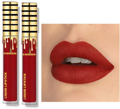 EVERERIN Ultra Smooth Non Transfer Highly Pigmented Matte Liquid Lipstick(Red, 12 ml)