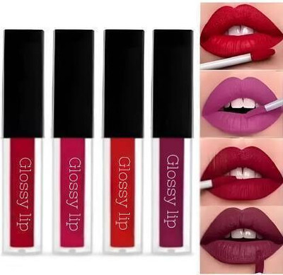 Glamdemy Mini Lipsticks Combo Pack of 4 Liquid Matte Lipstick Set, 4 Red Edition Lipstick(Multicolour, 24 g)