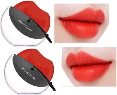 Latixmat Lip Shape Lipstick Tomato Red Apple Design Matte Lipstick Pack Of 2(Red, 20 g)