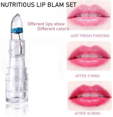 DARYUE Crystal Flower Jelly Lipstick Temperature Color Change Long-lasting non-fading(PINK, 3.6 g)
