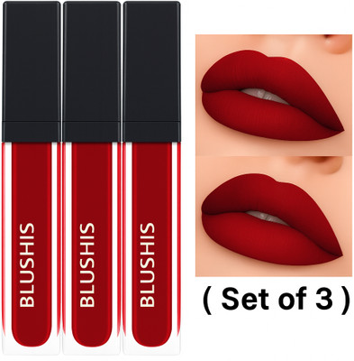 BLUSHIS 3 Pcs Pack | Super Stay Matte Ink | Liquid Lipstick | Non Transfer(Red Twist, 18 ml)