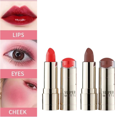 RED4 Supermattee red and maroon color waterproof lipstickK pack of 2(multi, 6 g)