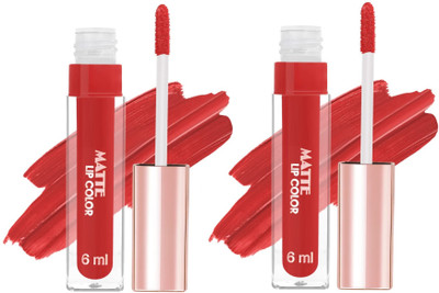 MYEONG Cosmetics Smudge Proof Liquid Lipstick Combo(Hot Red, 12 ml)