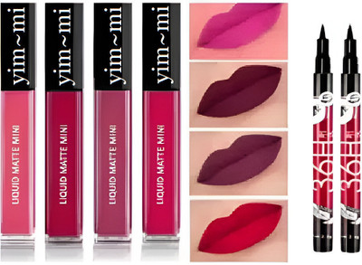 yim~mi (4in1)Lipstick Red Edition with 36H Waterproof Eyeliner 2(multicolor, 16 ml)