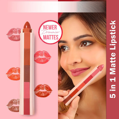 MYEONG Beauty Creamy Matte 5 in 1 Lipsticks(Multi Shade, 10 g)