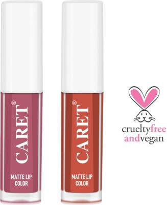 Caret Liquid matte Lipstick Smudge Proof Combo Pack of 2 Sls Free(Multicolor, 4 ml)