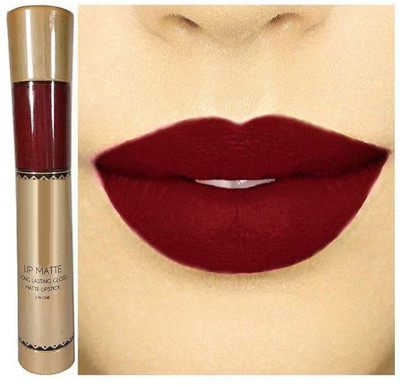 FLORERO Kiss Proof Matte Long Lasting Gloss 2 in 1 Lipstick(DARK RED, 8 g)