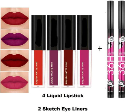 rodril Red matte mini lipstick with 2 pieces eyeliner(multicolor, 16 ml)