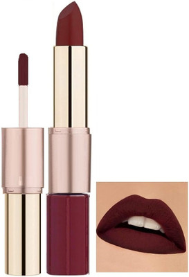 DARYUE Highly Pigmented Long-wear Full Coverage 2 in 1 Maroon Lipstick(Maroon, 8 g)