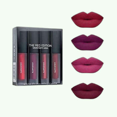 Sarbeau 4 Shades Red Lipstick 4in1 Red Edition Liquid Matte_C_056(Multi, 10 ml)