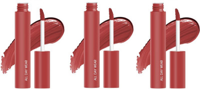 Luipui Premium New Color Matte Lipstick Lightweight, Long-lasting (Sets 3(PEACH COLOR, 18 ml)