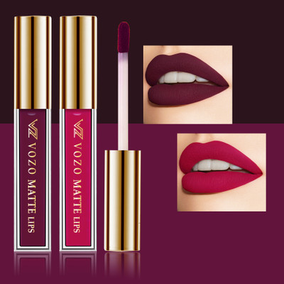 VOZO Stay-All-Day Matte Liquid Lipstick - Waterproof & Fade-Resistant Pack Of 2 VZ-28(Multicolor, 8 ml)