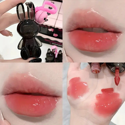 DAIMANPU GEGE BEAR Cute Rabbit Lipstick Set – Long-Lasting & Waterproof, Perfect Gift(Peach Pink, 1.8 ml)
