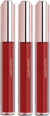 Latixmat Non Transfer Waterproof Longlast Sensational Liquid Matte Lipstick Pack Of 3(Hot Red, 9 ml)