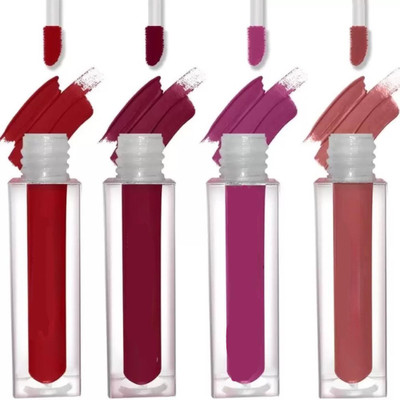 Rastic Assure Beauty Waterproof Forever Enrich Matte Liquid Lip Color Mini Lipstick Set of 4(Red, 8 ml)