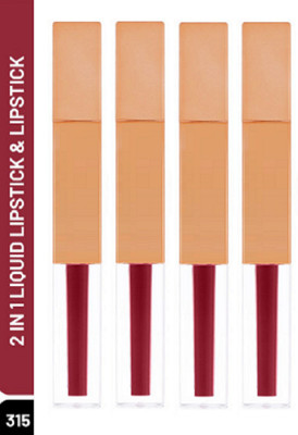 Luipui AMAZING LIQUID QUICK DRY & HIGH PIGMENT LIPSTICK PACK OF 4(MEDIUM CARMINE, 28 ml)