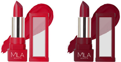mila beaute Matte Lipstick Combo Set | Highly Pigmented & Lightweight Formula | Matte Finish(Russian Hue, Crimson, 8.4 g)