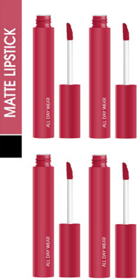 Luipui MATTE CRUSH SUPER STAY LONG LASTING, FULL COVERAGE LIPSTICK PACK OF 4(VERY ME, 48 ml)