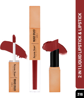 Seven Seas 2in1 Mad Duo Liquid Lipstick Non-Transfer Long-Lasting WaterProof Matte Lipstick(Totem Pole, 4 ml)